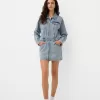 Denim mini dress with zipper Denim mini dress with zipper