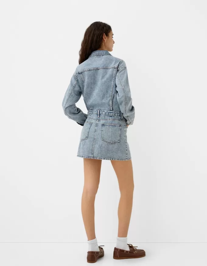 Denim mini dress with zipper Denim mini dress with zipper