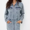 Denim mini dress with zipper Denim mini dress with zipper
