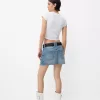 Denim mini skirt with belt