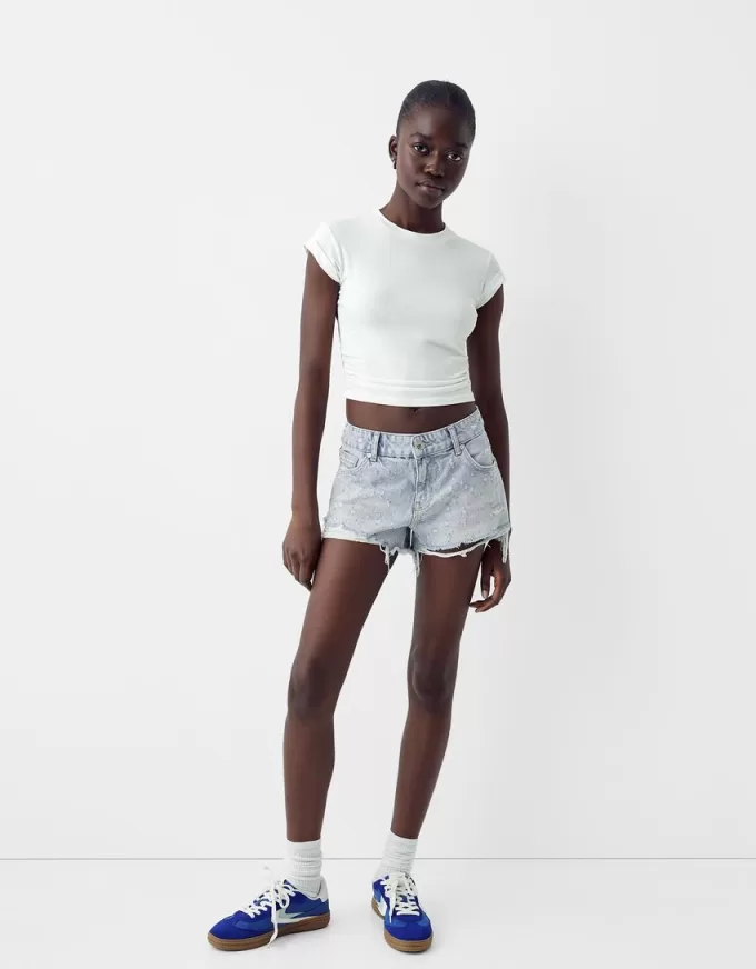 Denim shorts with rhinestones