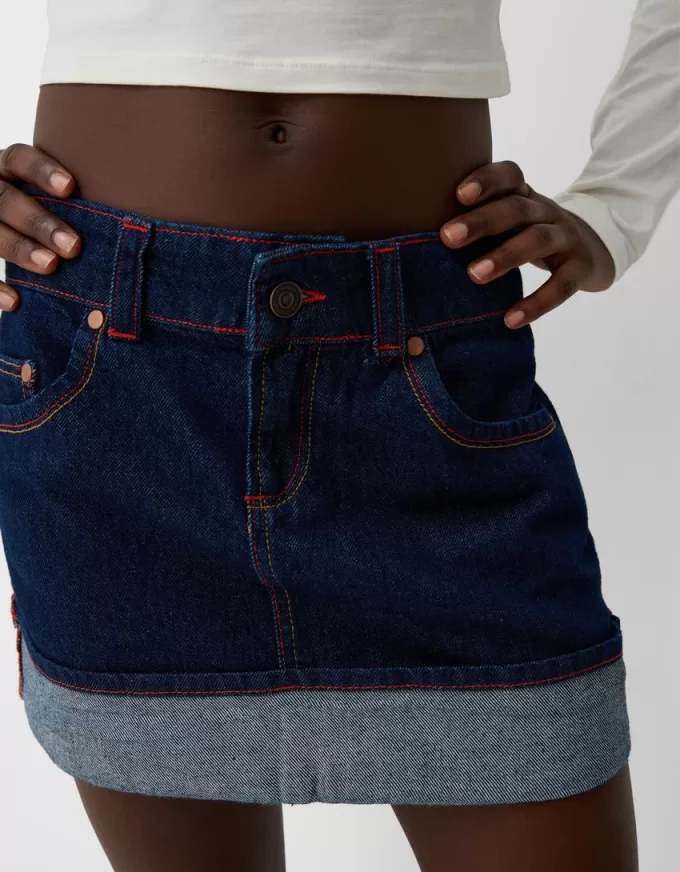 Denim turn-up mini skirt Denim turn-up mini skirt