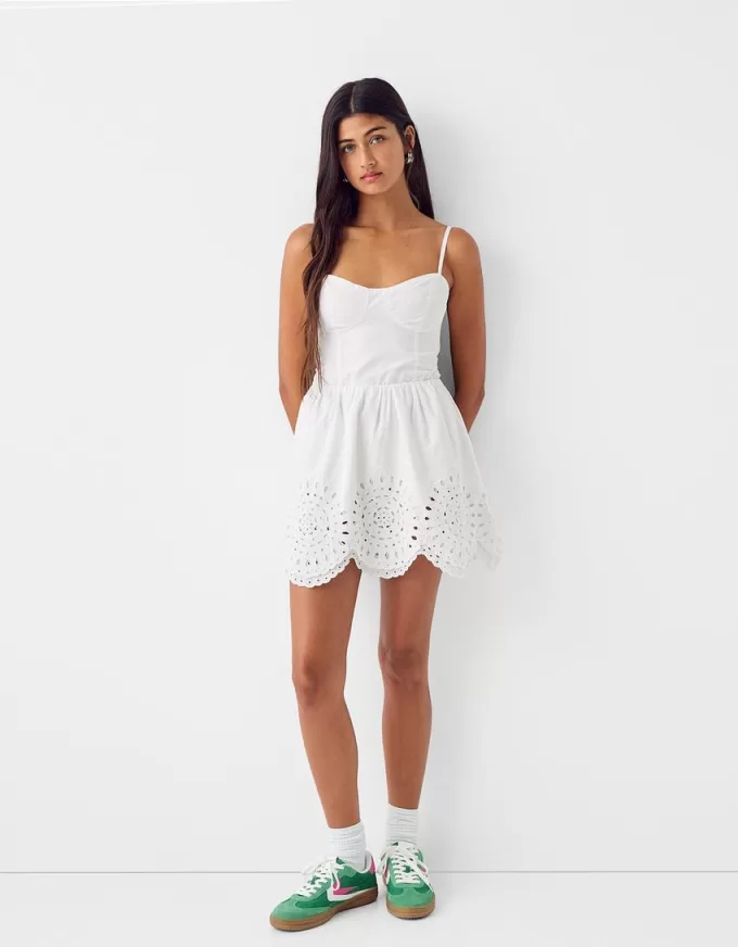 Die-cut flared mini dress