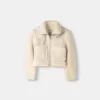 Double-sided jacket with faux shearling sleeves