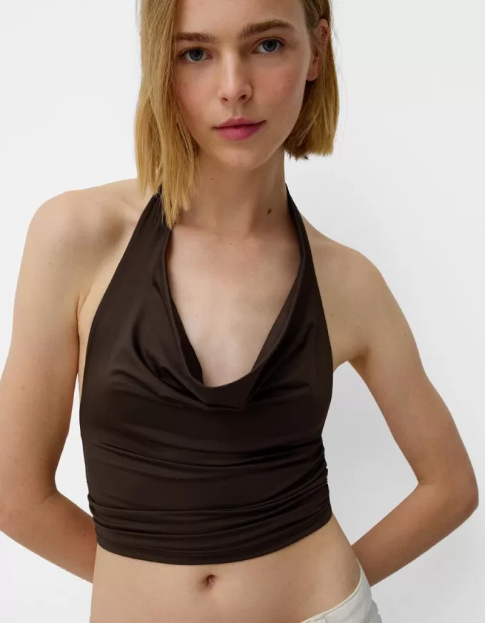 Draped halter top