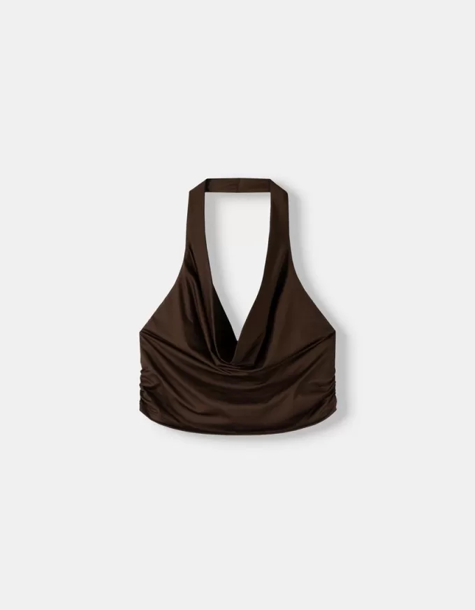 Draped halter top
