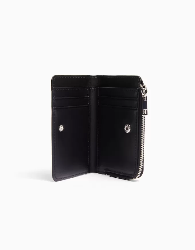 Embossed faux-patent finish animal print purse