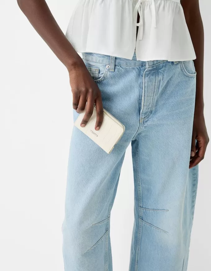 Embossed faux-patent finish animal print purse