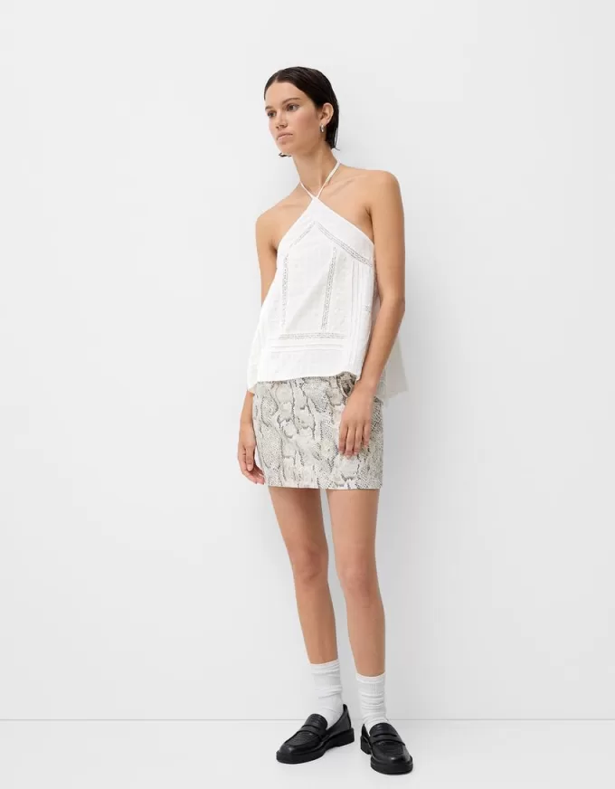 Embroidered halter top