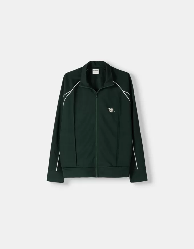 Embroidered interlock jacket