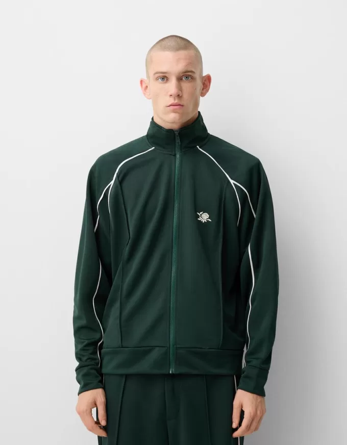 Embroidered interlock jacket