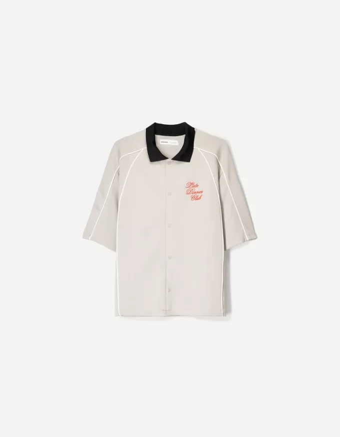 Embroidered short sleeve boxy fit shirt