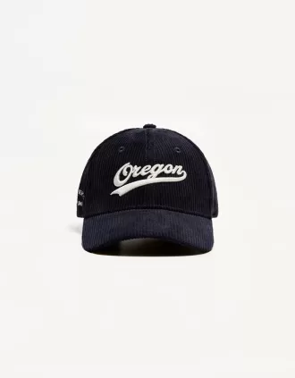 Embroidered sporty corduroy cap