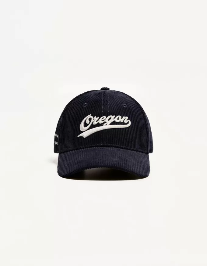 Embroidered sporty corduroy cap