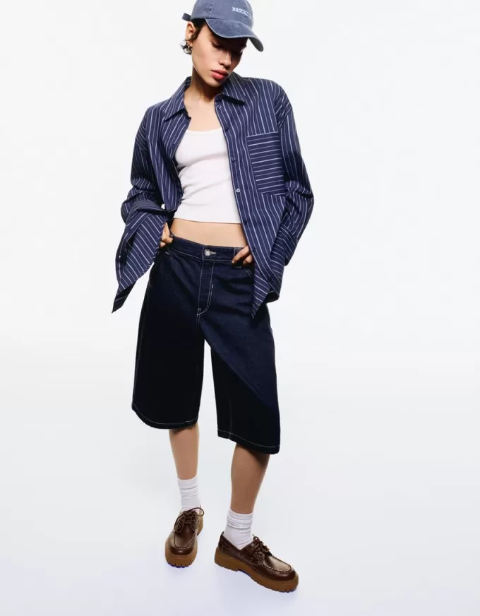 Extra-long striped shirt