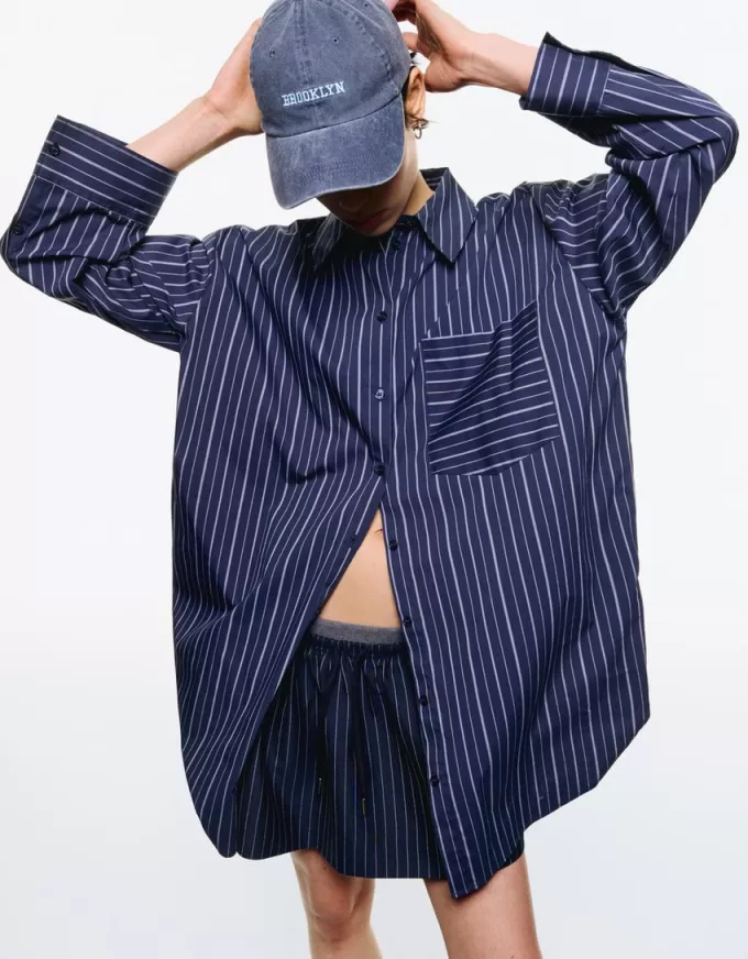 Extra-long striped shirt