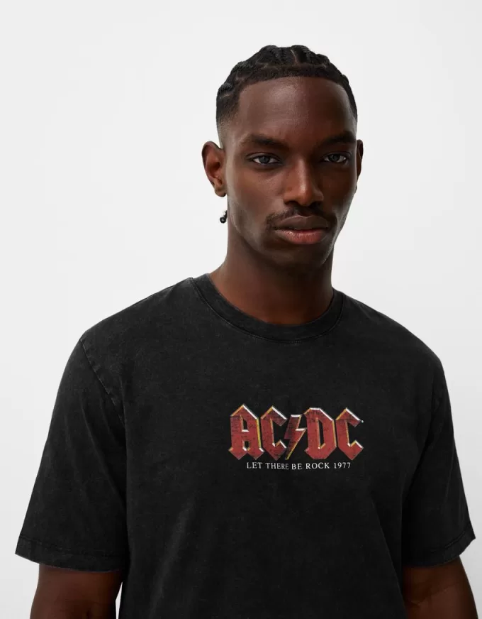 Faded short sleeve AC/DC print T-shirt