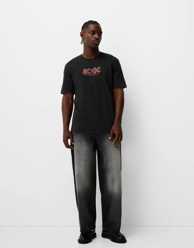 Faded short sleeve AC/DC print T-shirt