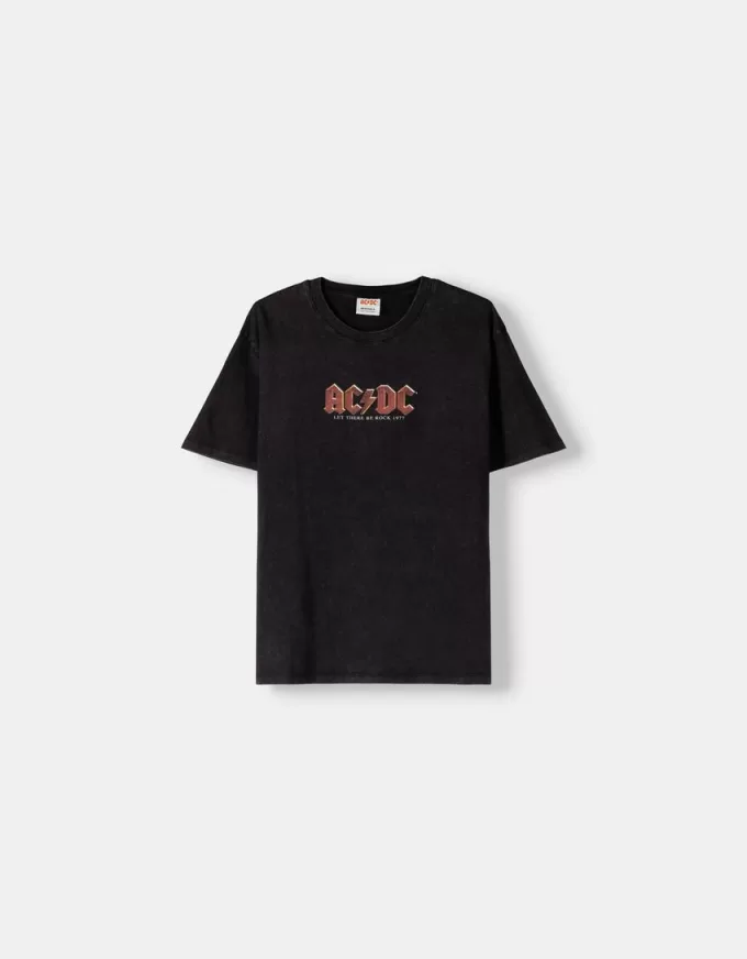 Faded short sleeve AC/DC print T-shirt