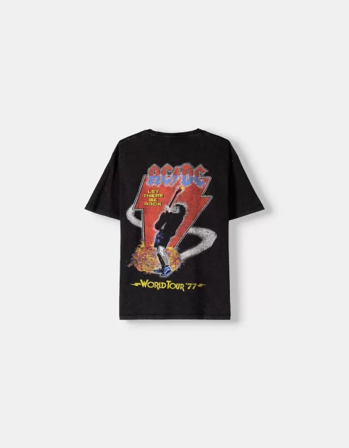 Faded short sleeve AC/DC print T-shirt