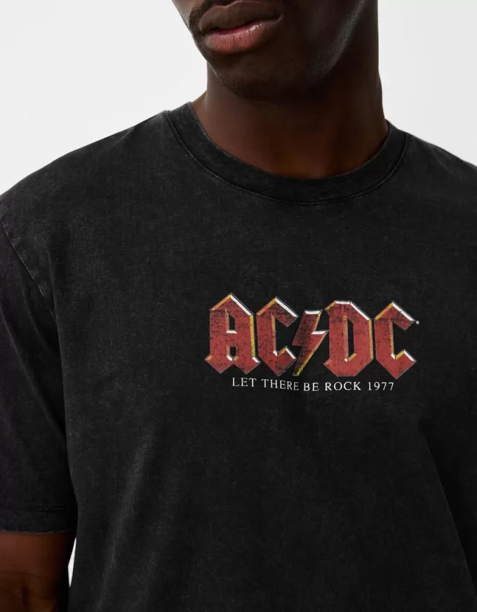 Faded short sleeve AC/DC print T-shirt