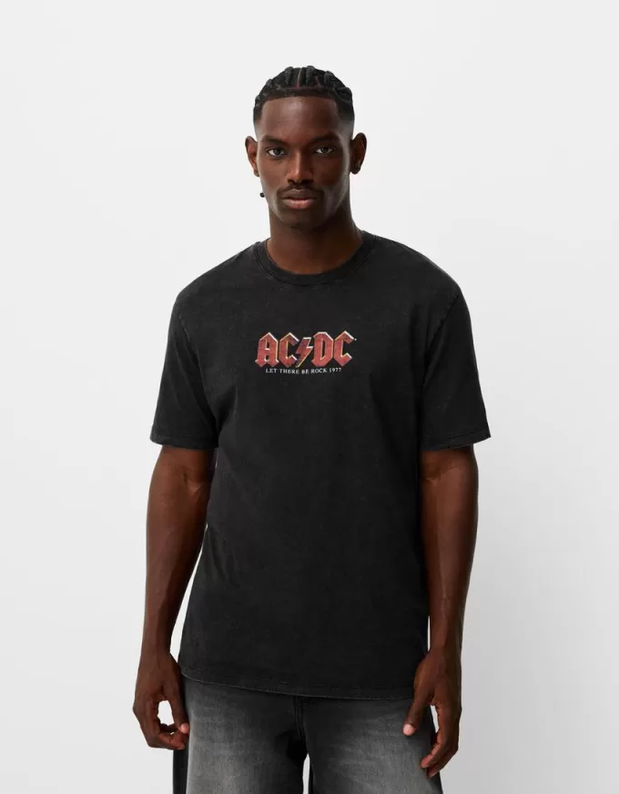Faded short sleeve AC/DC print T-shirt