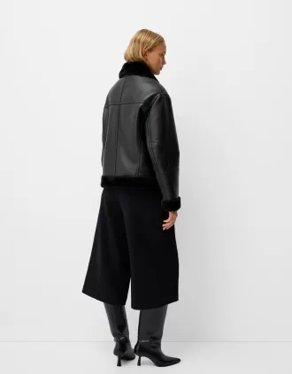 Faux fur double-faced jacket