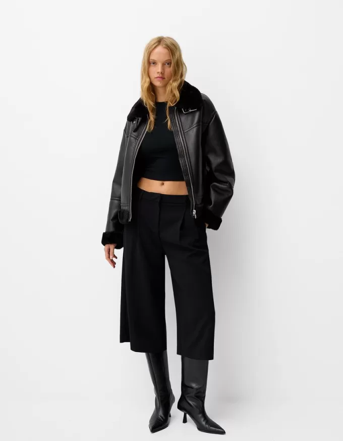 Faux fur double-faced jacket