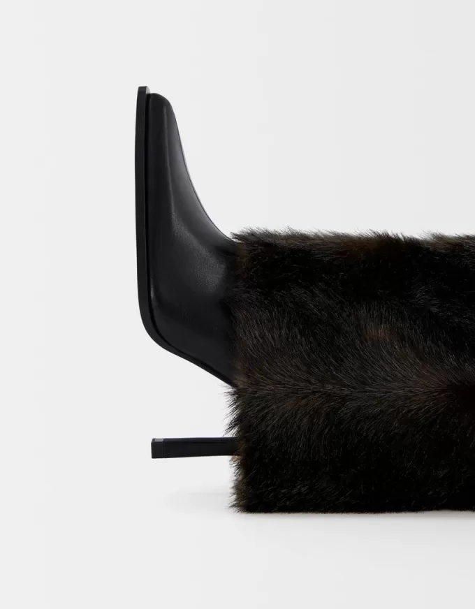 Faux fur high-heel boots