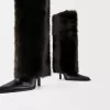 Faux fur high-heel boots