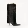 Faux fur high-heel boots