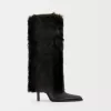 Faux fur high-heel boots