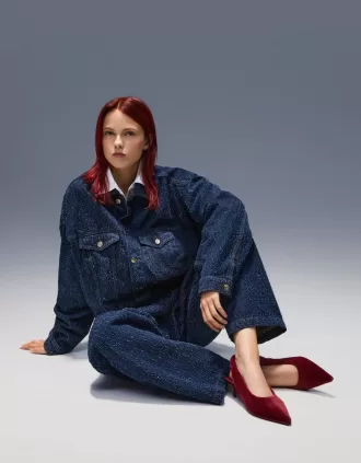 Faux fur kitten-heel slingback shoes