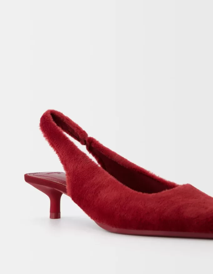 Faux fur kitten-heel slingback shoes Faux fur kitten-heel slingback shoes