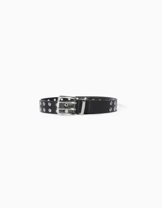 Faux leather belt with eyelets