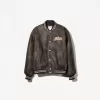 Faux leather bomber jacket