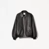 Faux leather bomber jacket