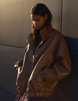 Faux leather oversize jacket