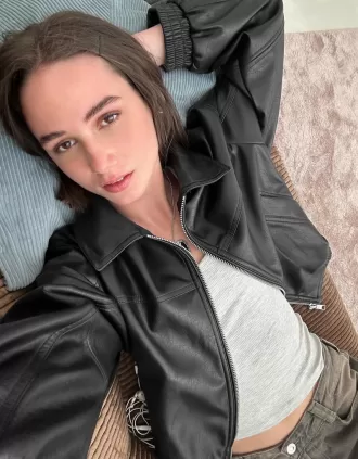 Faux leather oversize jacket