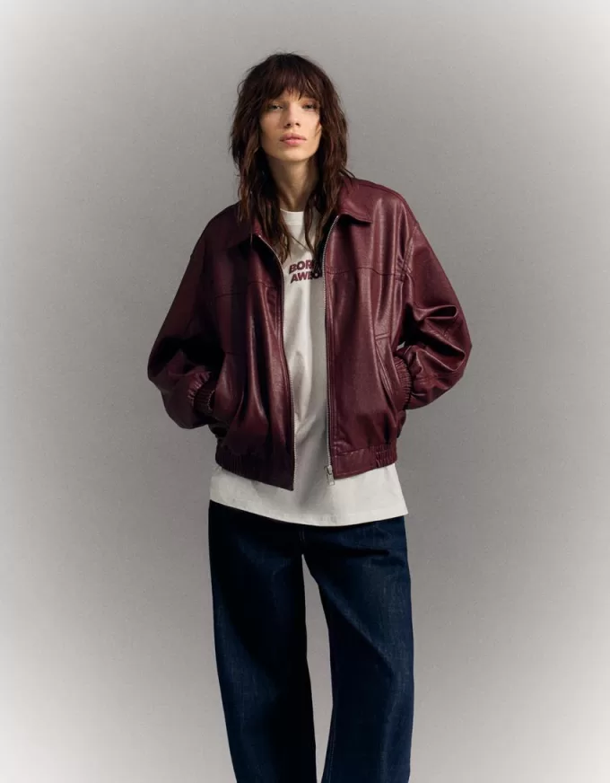 Faux leather oversize jacket