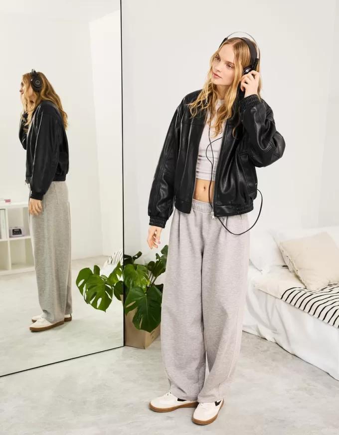 Faux leather oversize jacket