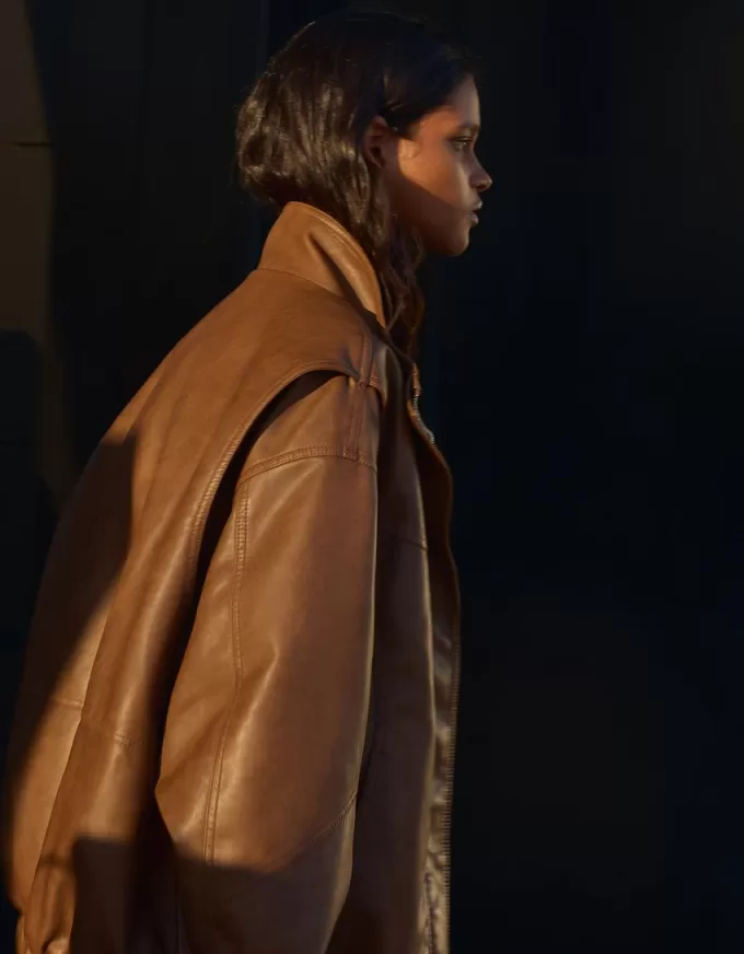 Faux leather oversize jacket