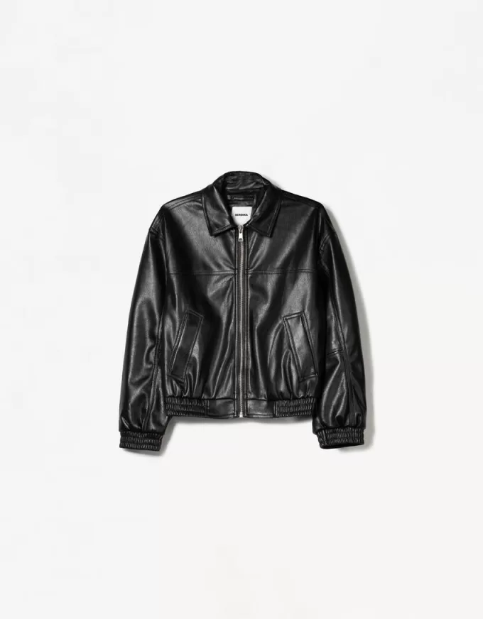 Faux leather oversize jacket