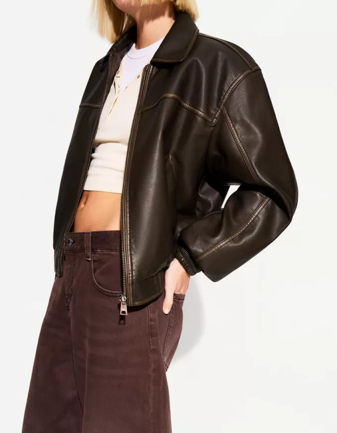 Faux leather oversize jacket