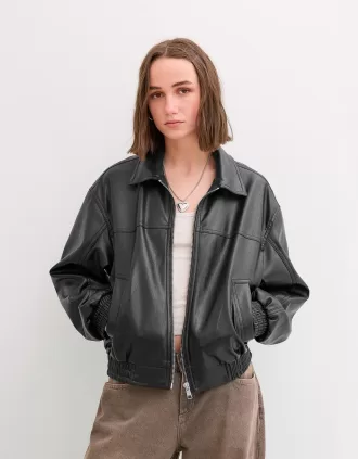 Faux leather oversize jacket