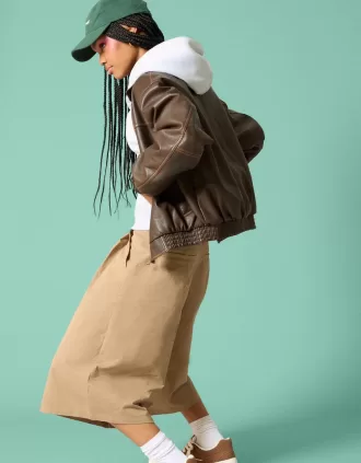 Faux leather oversize jacket