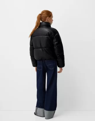 Faux leather puffer jacket