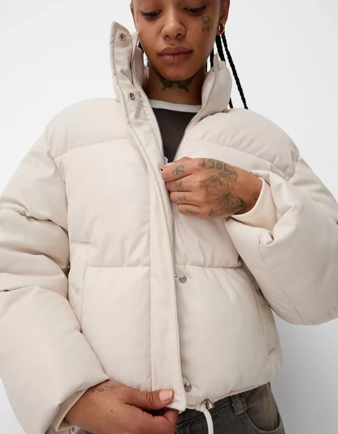 Faux leather puffer jacket