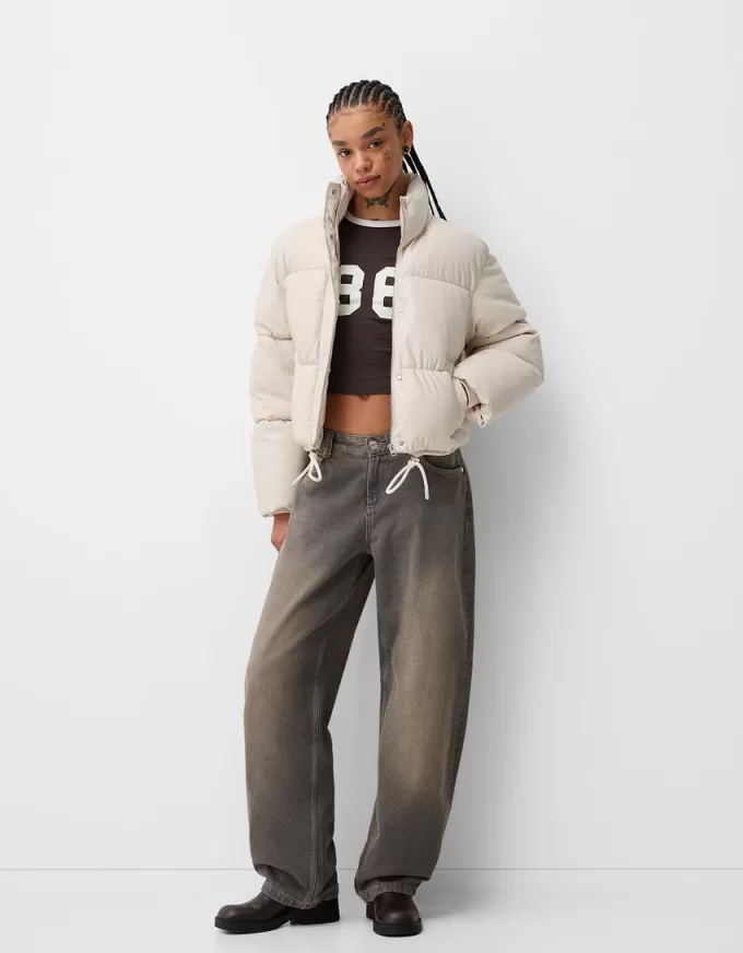 Faux leather puffer jacket