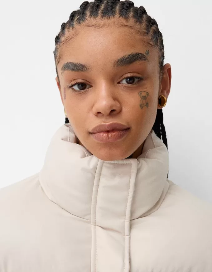 Faux leather puffer jacket